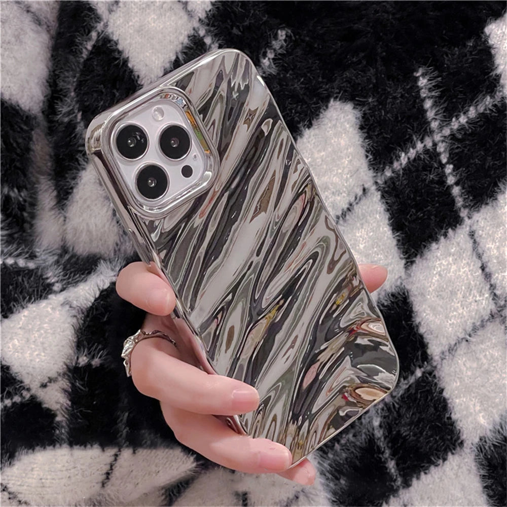 Luxury 3D Silver Silk Pattern Iphone Case