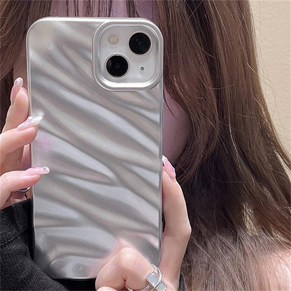 Luxury 3D Silver Silk Pattern Iphone Case