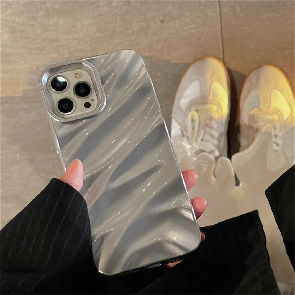 Luxury 3D Silver Silk Pattern Iphone Case