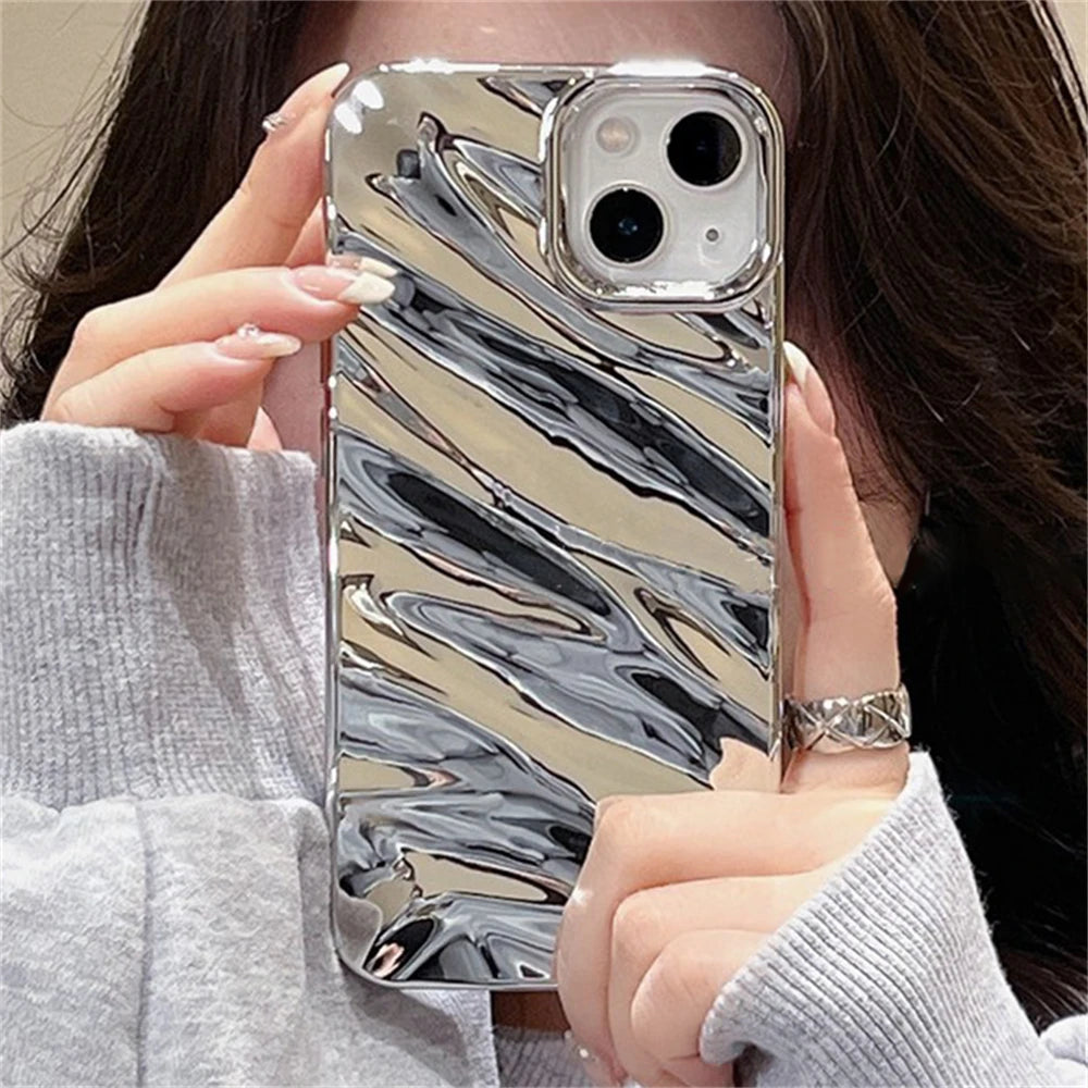 Luxury 3D Silver Silk Pattern Iphone Case